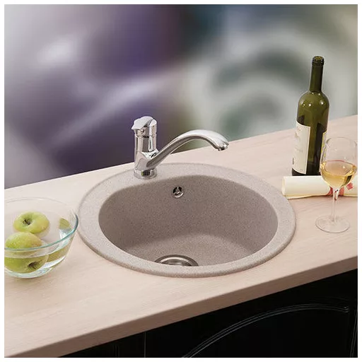 Venera Metalac Xgranit Gránit Mosogatótálca - Extra mély, Egymedencés, Kerek, Szemcsés Fekete - WaterMarkt.hu