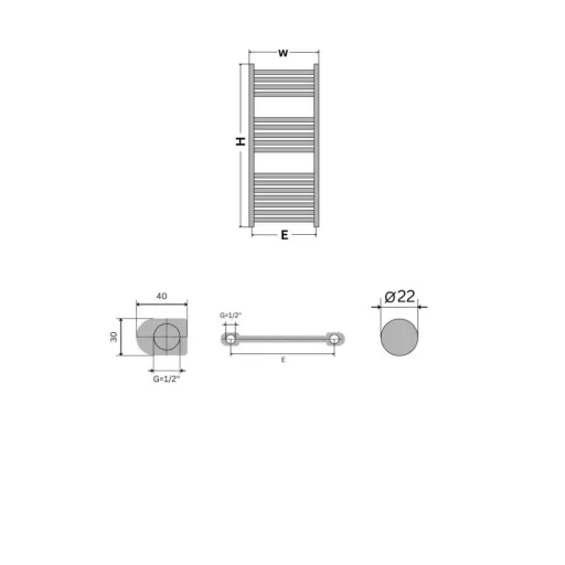 Törölközőszárító radiátor - Viva Platinum Therm - EGYENES - fehér - 400 x 1000 mm - WaterMarkt.hu