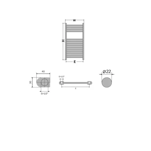 Törölközőszárító radiátor - Viva Platinum Therm - EGYENES - fehér - 400 x 800 mm - WaterMarkt.hu