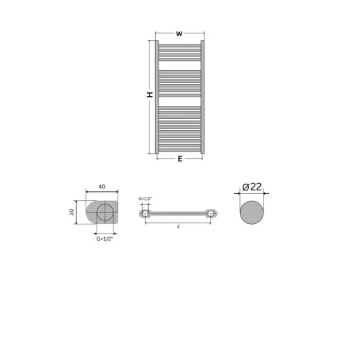 Törölközőszárító radiátor - Viva Platinum Therm - EGYENES - fehér - 500 x 1200 mm - WaterMarkt.hu
