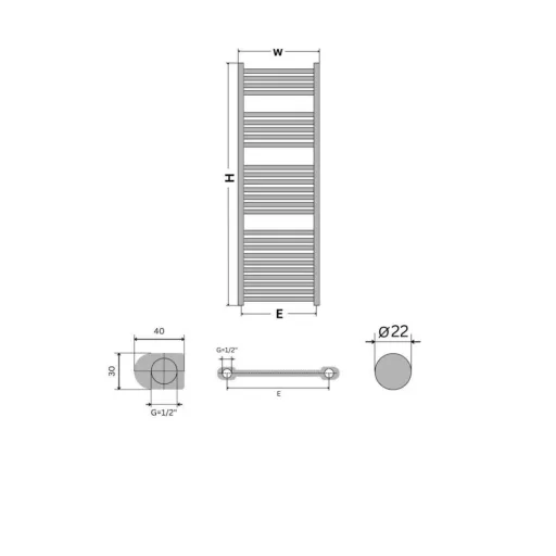 Törölközőszárító radiátor - Viva Platinum Therm - EGYENES - fehér - 500 x 1800 mm - WaterMarkt.hu