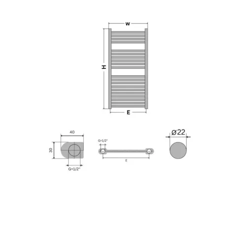 Törölközőszárító radiátor - Viva Platinum Therm - EGYENES - fehér - 700 x 1200 mm - WaterMarkt.hu