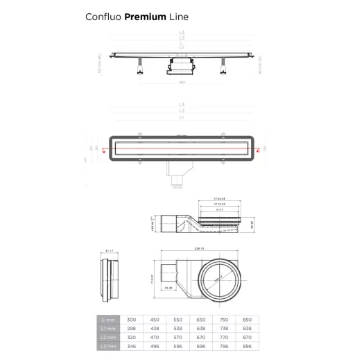 Pestan zuhanyfolyóka Confluo Premium Line fehér üveg 55 cm - WaterMarkt.hu