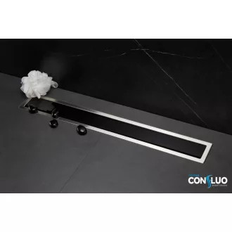 Pestan zuhanyfolyóka Confluo Premium Line FEKETE üveg 55 cm - WaterMarkt.hu