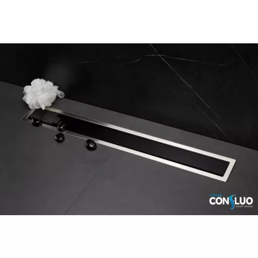 Pestan zuhanyfolyóka Confluo Premium Line FEKETE üveg 65 cm - WaterMarkt.hu