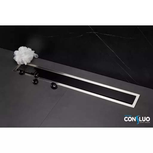 Pestan zuhanyfolyóka Confluo Premium Line FEKETE üveg 65 cm - WaterMarkt.hu