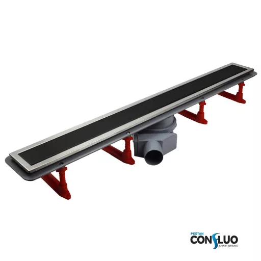 Pestan zuhanyfolyóka Confluo Premium Line FEKETE üveg 75cm - WaterMarkt.hu
