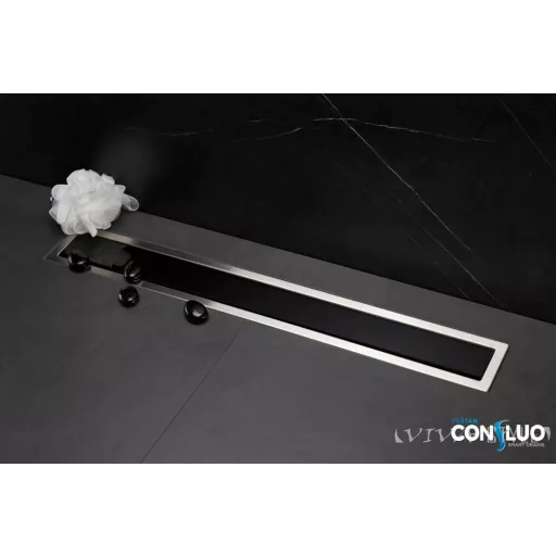 Pestan zuhanyfolyóka Confluo Premium Line FEKETE üveg 75cm - WaterMarkt.hu