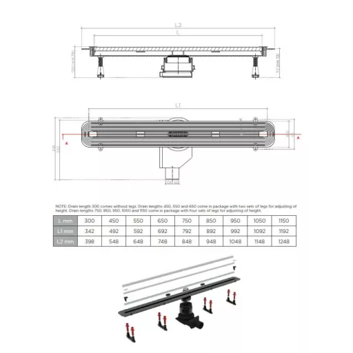 Pestan zuhanyfolyóka Confluo Slim Line 115 cm - WaterMarkt.hu