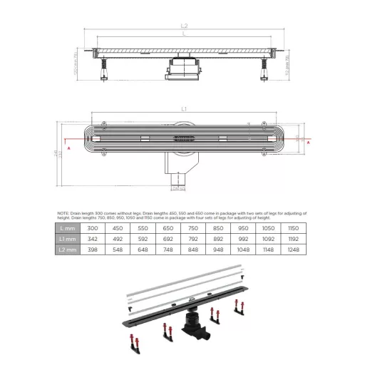 Pestan zuhanyfolyóka Confluo Slim Line 55 cm - WaterMarkt.hu