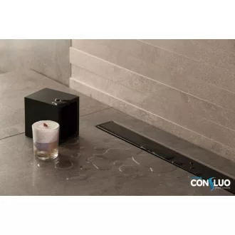 Pestan zuhanyfolyóka Confluo Frameless Line - keret nélküli - FEKETE üveg - 55 cm - WaterMarkt.hu
