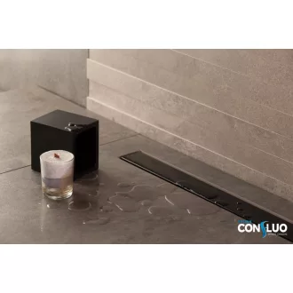 Pestan zuhanyfolyóka Confluo Frameless Line - keret nélküli - FEKETE üveg - 55 cm - WaterMarkt.hu