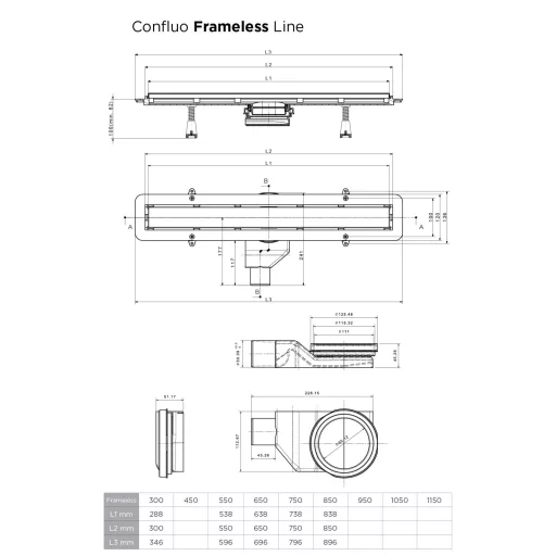 Pestan zuhanyfolyóka Confluo Frameless Line - keret nélküli - FEKETE üveg - 55 cm - WaterMarkt.hu