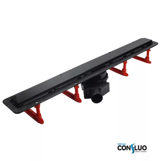 Pestan zuhanyfolyóka Confluo Frameless Line - keret nélküli - FEKETE üveg 65 cm - WaterMarkt.hu