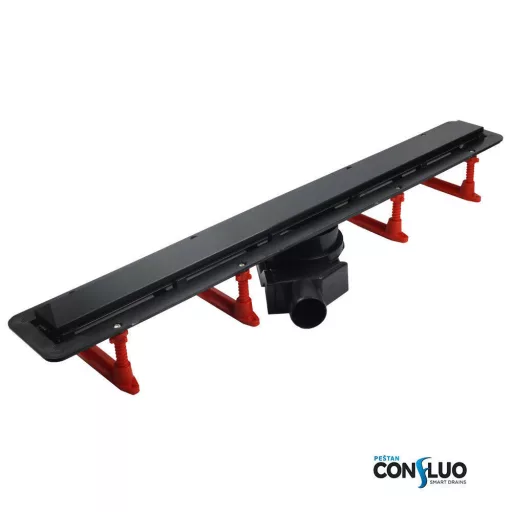 Pestan zuhanyfolyóka Confluo Frameless Line - keret nélküli - FEKETE üveg 95 cm - WaterMarkt.hu