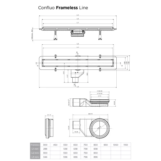 Pestan zuhanyfolyóka Confluo Frameless Line - keret nélküli - 65 cm - WaterMarkt.hu