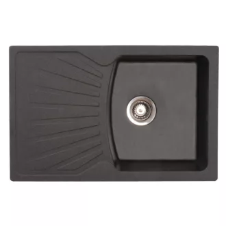 Quadro Plus Metalac Xgranit Gránit Mosogatótálca - Extra mély, Csepegtetőtálcás, Szemcsés Fekete - WaterMarkt.hu