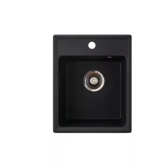 Quadro 40 Metalac Xgranit Gránit Mosogatótálca - Extra mély, Egymedencés, Négyzet, Szemcsés Fekete - WaterMarkt.hu