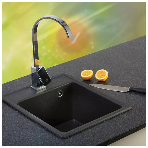 Quadro 40 Metalac Xgranit Gránit Mosogatótálca - Extra mély, Egymedencés, Négyzet, Szemcsés Fekete - WaterMarkt.hu
