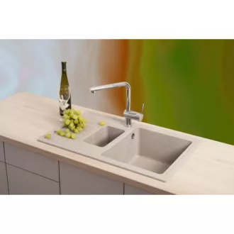 Quadro Plus 1.5D Metalac Xgranit Gránit Mosogatótálca - Extra mély, Csepegtetőtálcás, Design, Fehér - WaterMarkt.hu