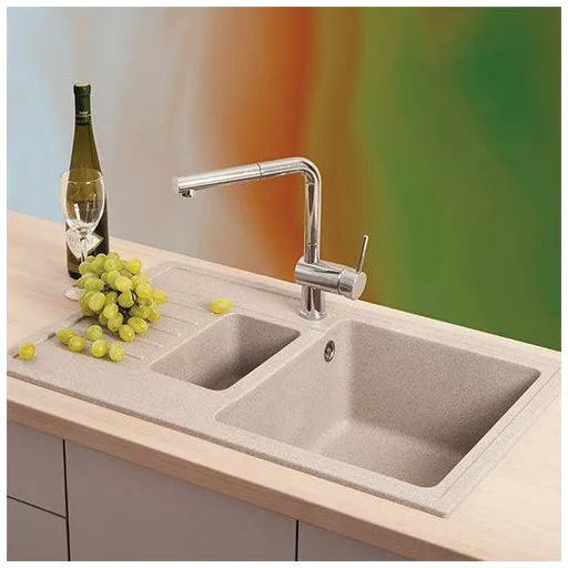 Quadro Plus 1.5D Metalac Xgranit Gránit Mosogatótálca - Extra mély, Csepegtetőtálcás, Design, Fehér - WaterMarkt.hu