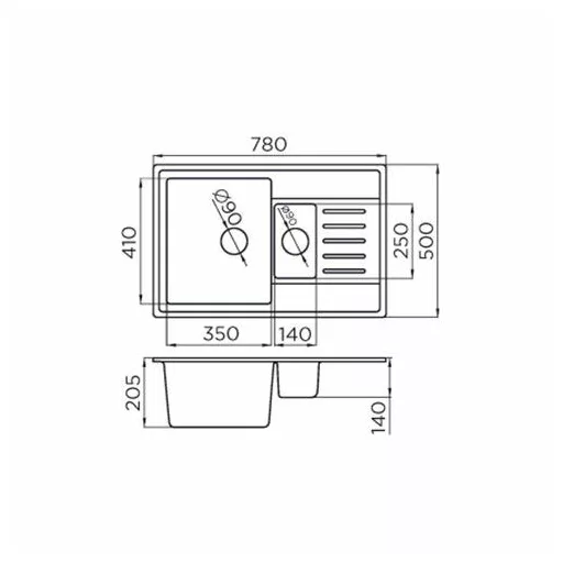 Quadro Plus 1.5D Metalac Xgranit Gránit Mosogatótálca - Extra mély, Csepegtetőtálcás, Design, Fehér - WaterMarkt.hu