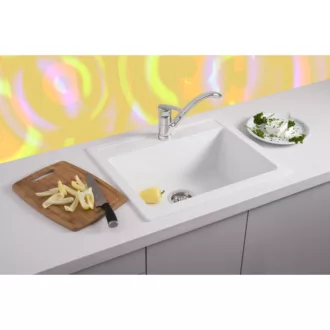 Quadro 60 Metalac Xgranit Gránit Mosogatótálca - Extra mély, Egymedencés, Négyzet, Szemcsés Fekete - WaterMarkt.hu
