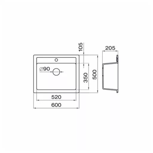 Quadro 60 Metalac Xgranit Gránit Mosogatótálca - Extra mély, Egymedencés, Négyzet, Szemcsés Fekete - WaterMarkt.hu