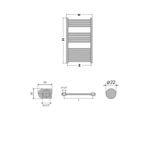 Törölközőszárító radiátor - Viva Platinum Therm - ÍVES - fehér - 600 x 1000 mm - WaterMarkt.hu