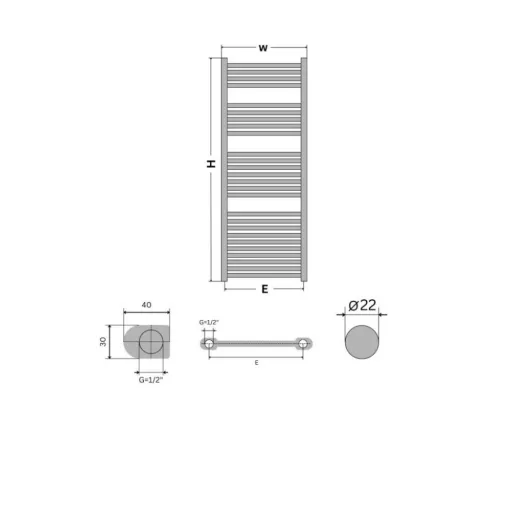Törölközőszárító radiátor - Viva Platinum Therm - ÍVES - fehér - 600 x 1800 mm - WaterMarkt.hu