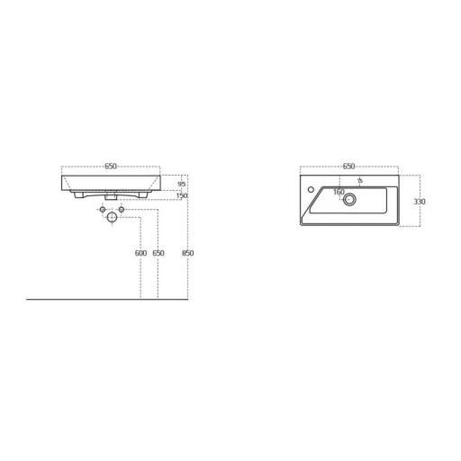 Sanovit STANCE - porcelán mosdókagyló - bal csaplyukas - 65 x 33 cm - WaterMarkt.hu