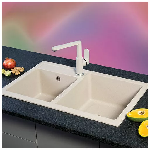 Quadro Plus 2D Metalac Xgranit Gránit Mosogatótálca - Extra mély, Kétmedencés, Szemcsés Fekete - WaterMarkt.hu