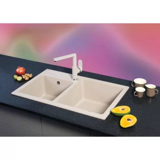 Quadro Plus 2D Metalac Xgranit Gránit Mosogatótálca - Extra mély, Kétmedencés, Pezsgő - WaterMarkt.hu