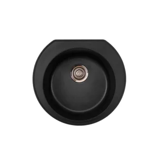 Omega Metalac Xgranit Gránit Mosogatótálca - Extra mély, Egymedencés, Kerek, Szemcsés Fekete - WaterMarkt.hu