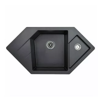 Diamond Metalac Xgranit Gránit Sarok Mosogatótálca - Design, Szemcsés Fekete - WaterMarkt.hu