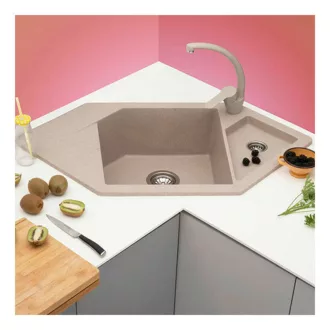 Diamond Metalac Xgranit Gránit Sarok Mosogatótálca - Design, Szemcsés Fekete - WaterMarkt.hu