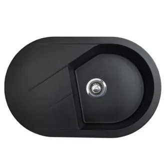 Vesta Plus Metalac Xgranit Gránit Mosogatótálca - Extra mély, Csepegtetőtálcás, Szemcsés Fekete - WaterMarkt.hu