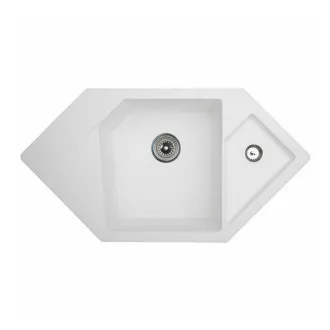 Diamond Metalac Xgranit Gránit Sarok Mosogatótálca - Design, Fehér - WaterMarkt.hu