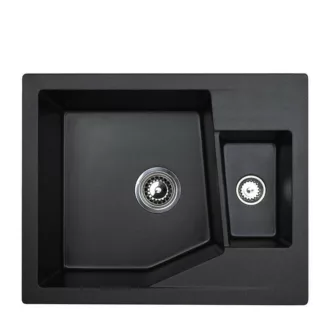 Linea M 1.5D Metalac Xgranit Gránit Mosogatótálca - Extra mély, Egymedencés, Szemcsés Fekete - WaterMarkt.hu