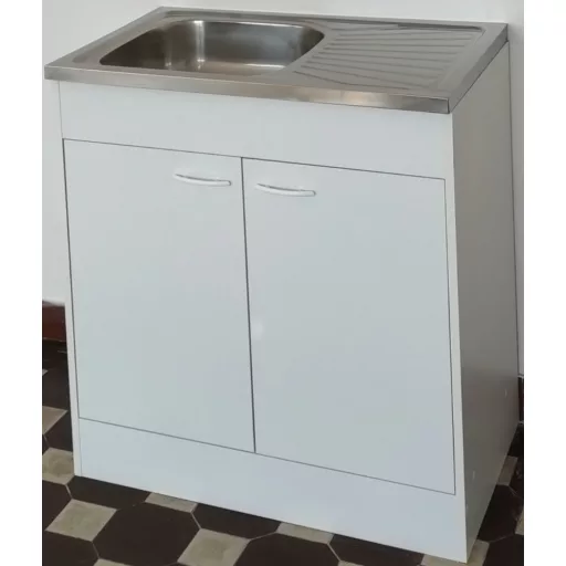 Komplett mosogatós szekrény 80x50cm nyílóajtós, fehér, egymedencés tállal (AB326266) - WaterMarkt.hu