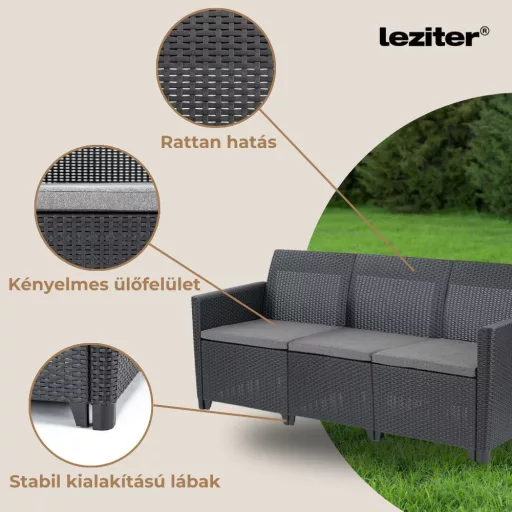 Claire 3 üléses műrattan kerti kanapé - WaterMarkt.hu
