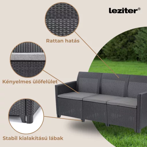 Claire 3 üléses műrattan kerti kanapé - WaterMarkt.hu
