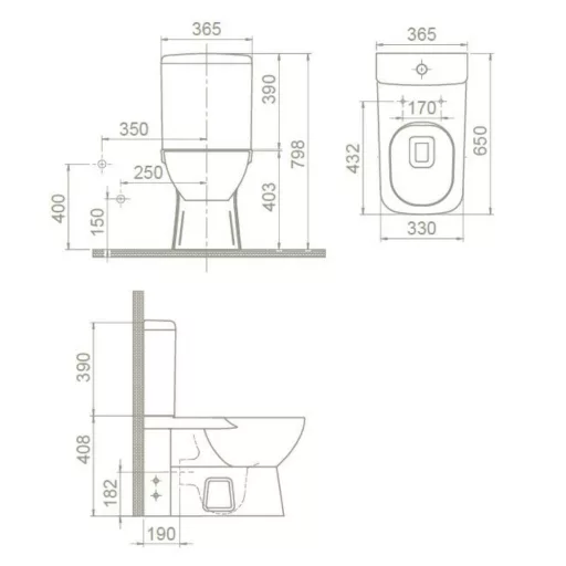 CeraStyle DURU monoblokk WC - BEÉPÍTETT bidé funkcióval -csaptelep nélkül -perem nélküli -mély öbl. - WaterMarkt.hu