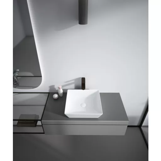 Sanovit DECENTE - PULTRA ültethető - Top Counter - porcelán mosdó -  - 40 x 40 cm - WaterMarkt.hu