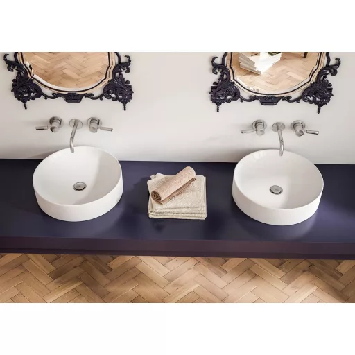 Sanovit LUCENTE - PULTRA ültethető - Top Counter - porcelán mosdó - O - Ø 43 cm - WaterMarkt.hu