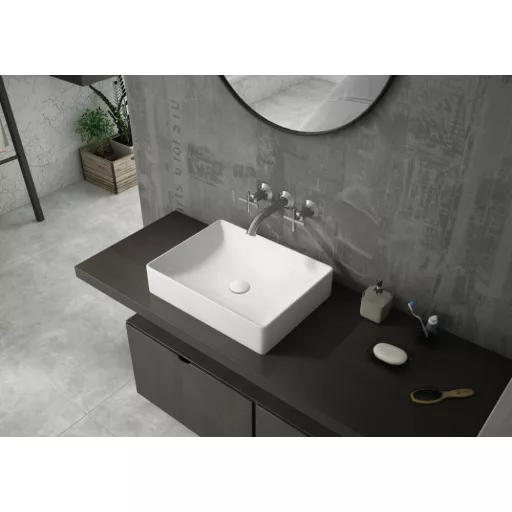 Sanovit SQUARE - PULTRA ültethető - Top Counter - porcelán mosdó -  - 50 x 38 cm - WaterMarkt.hu