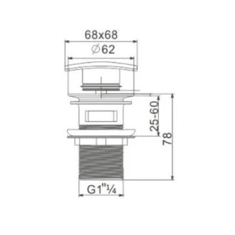 Klikk - klakk leeresztő - SZÖGLETES - KRÓM - túlfolyós modókagylóhoz 5/4" - WaterMarkt.hu