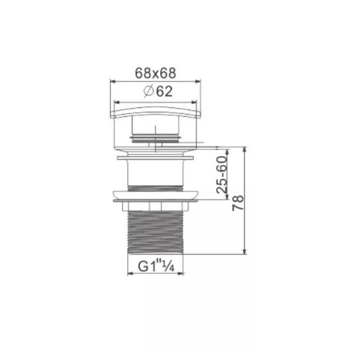 Klikk - klakk leeresztő - SZÖGLETES - KRÓM - túlfolyó NÉLKÜLI modókagylóhoz - 5/4" - WaterMarkt.hu