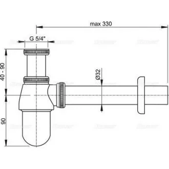VivaStyle mosdószifon - króm - fém - leeresztővel - Ø 5/4" - Ø 32 mm - WaterMarkt.hu
