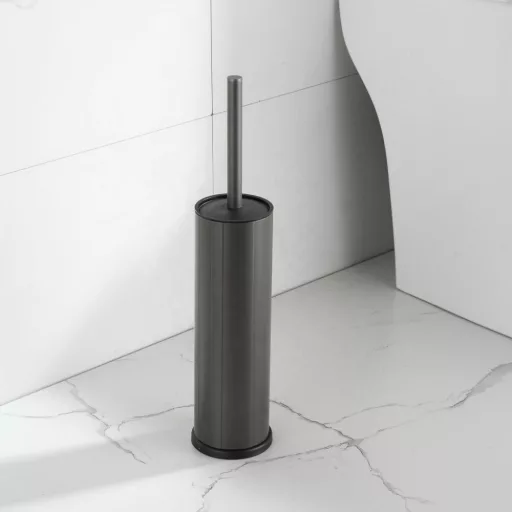 Viva NERO WC-kefe tartó - hengeres - MATT FEKETE - fürdőszobai kiegészítő - WaterMarkt.hu